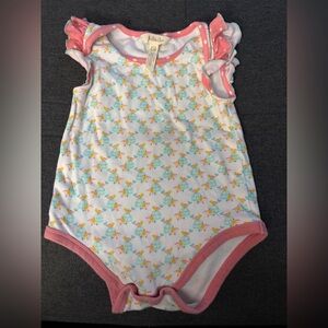 Matilda Jane Colorful Floral Bodysuit with Pink Trim